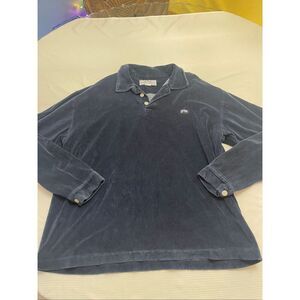 Rusty Brand Vintage Navy Blue Terry Cloth Velour Long Sleeve Shirt Size Large